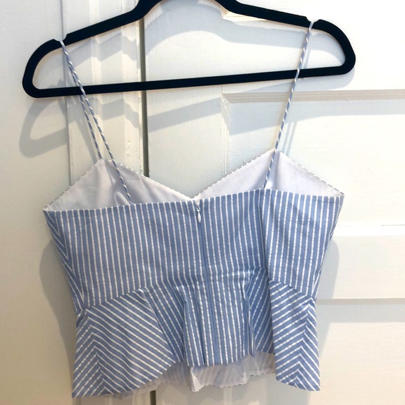 Club Monaco blue stripe peplum top 4 - Picture 3 of 3